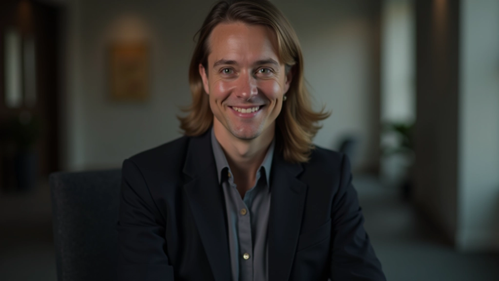 Person sitting confidently with arms crossed, professional attire in calm setting